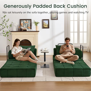 6-in-1 Convertible Sleeper Sofa Bed with Corduroy Folding Mattress & Modular Frame