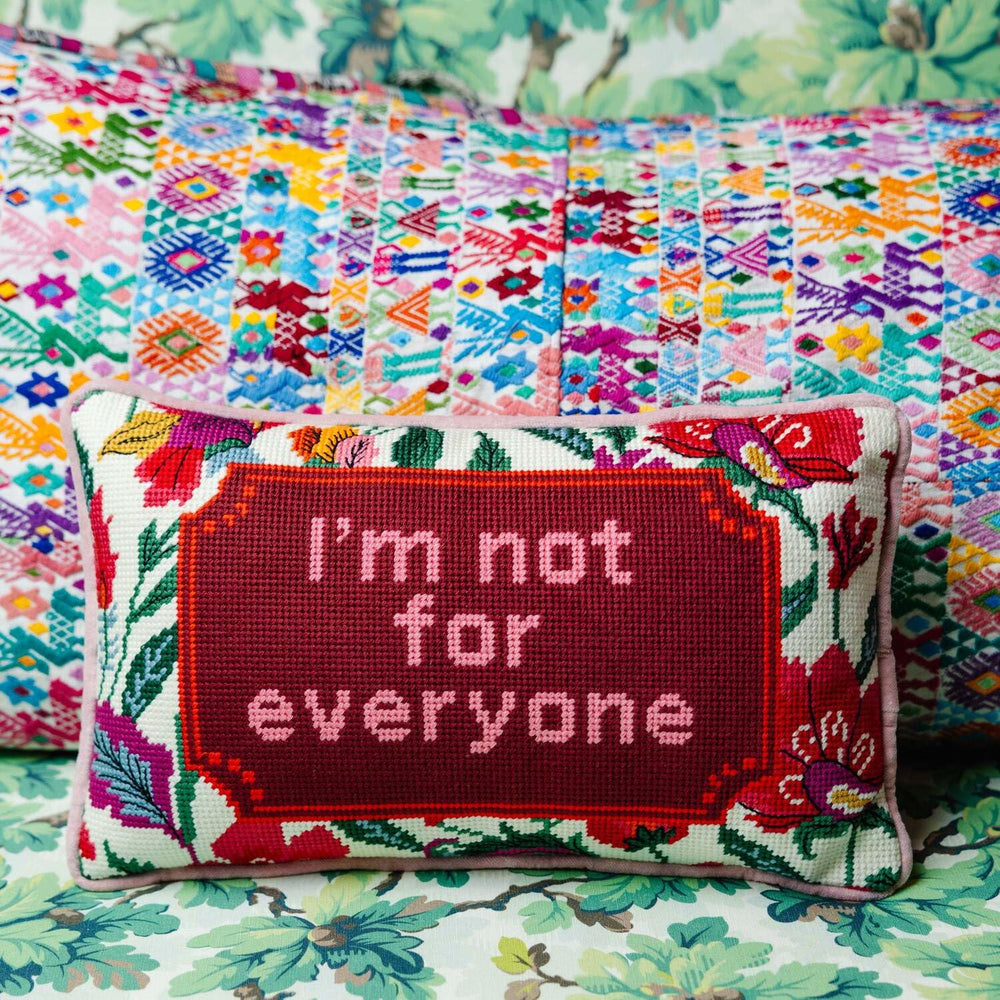 Needlepoint Throw Pillow - Not for Everyone - 9"x15" Small - Red Cotton