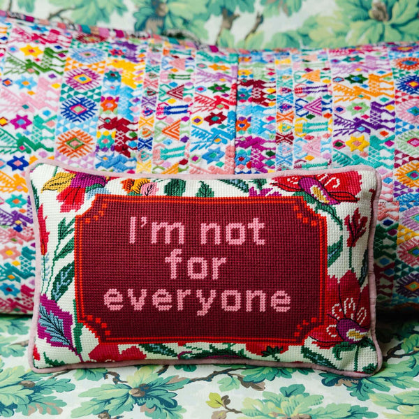 Needlepoint Throw Pillow - Not for Everyone - 9"x15" Small - Red Cotton