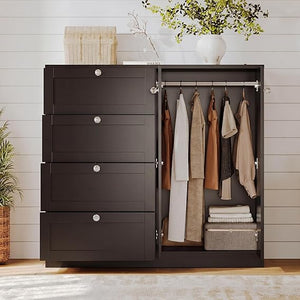 Armoire Wardrobe Closet with 4 Drawers & 2 Doors