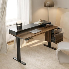 Electric Standing Desk with 6 Drawers & Monitor Shelf, 55 Inch