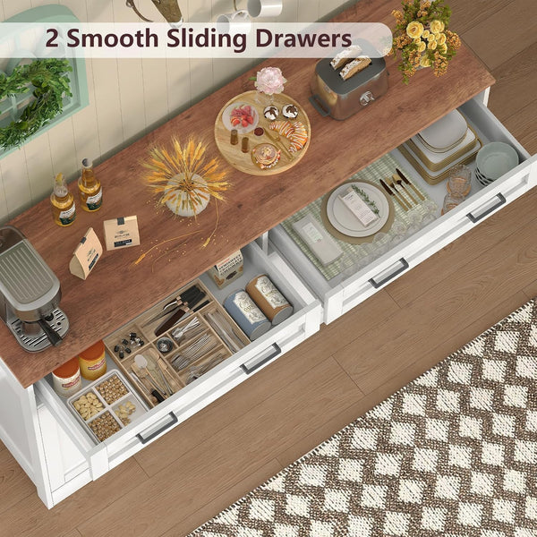 Buffet Cabinet with Storage, Drawers & Adjustable Shelves