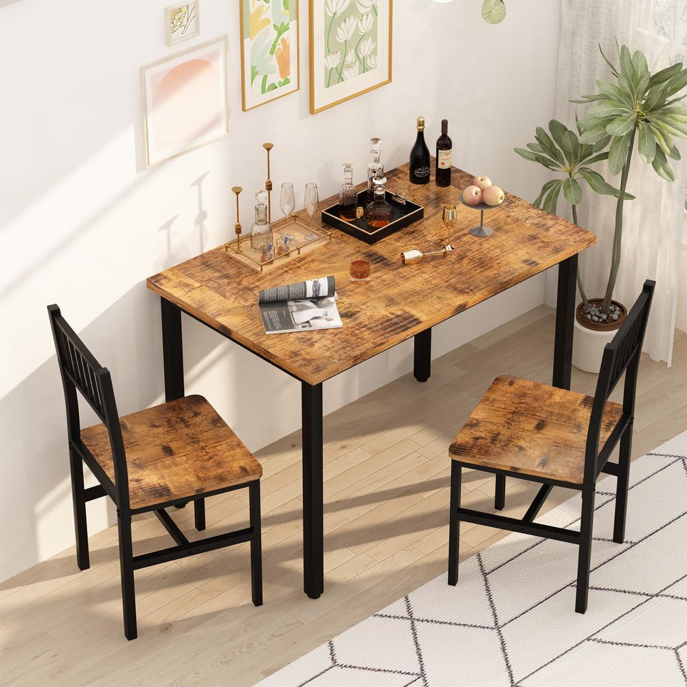 3-Piece Dining Table Set for 2 – Small Kitchen Table with 2 Stools