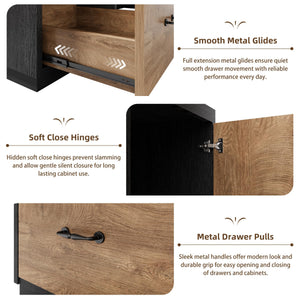 71-Inch L-Shaped Executive Desk with Drawers & Privacy Panel