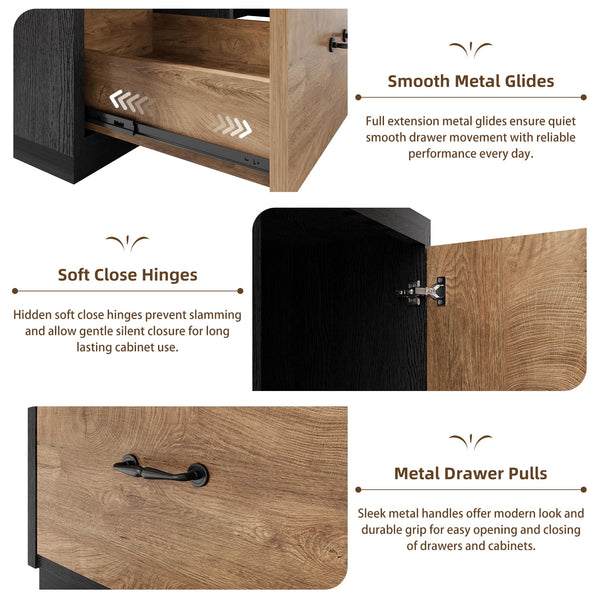 71-Inch L-Shaped Executive Desk with Drawers & Privacy Panel