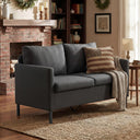 Small Linen Loveseat Sofa with Iron Legs