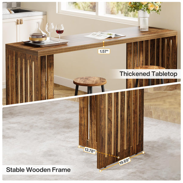 63-Inch Counter Height Bar Table with Louvered Base