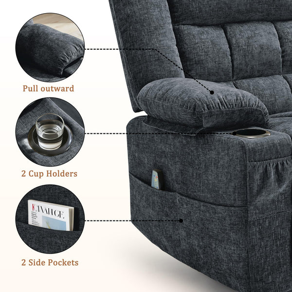 360° Swivel Rocker Recliner with Massage & Heating