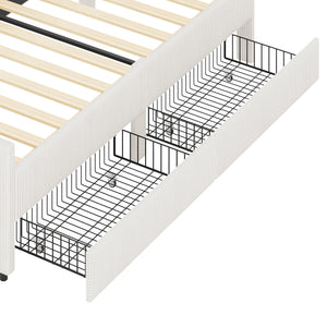 Twin L-Shaped Upholstered Daybed with Storage Drawers