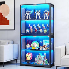 Glass Door Display Cabinet with LED Lights & Motion Sensor