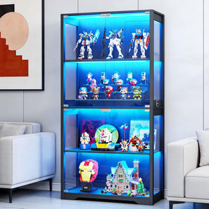 Glass Door Display Cabinet with LED Lights & Motion Sensor