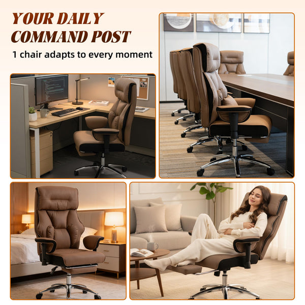Heavy Duty Leather Office Chair 400lbs Big & Tall Executive Ergonomic