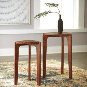 Nesting Accent Table Set of 2 – Solid Wood, Medium Brown