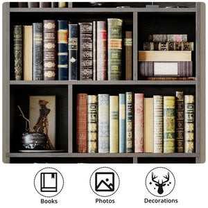 4-Tier Bookcase with Doors & 8 Open Cubes