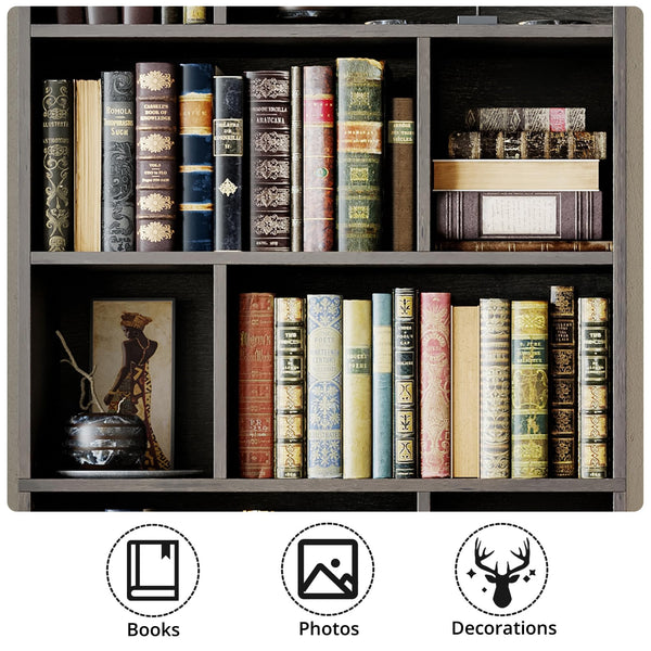 4-Tier Bookcase with Doors & 8 Open Cubes