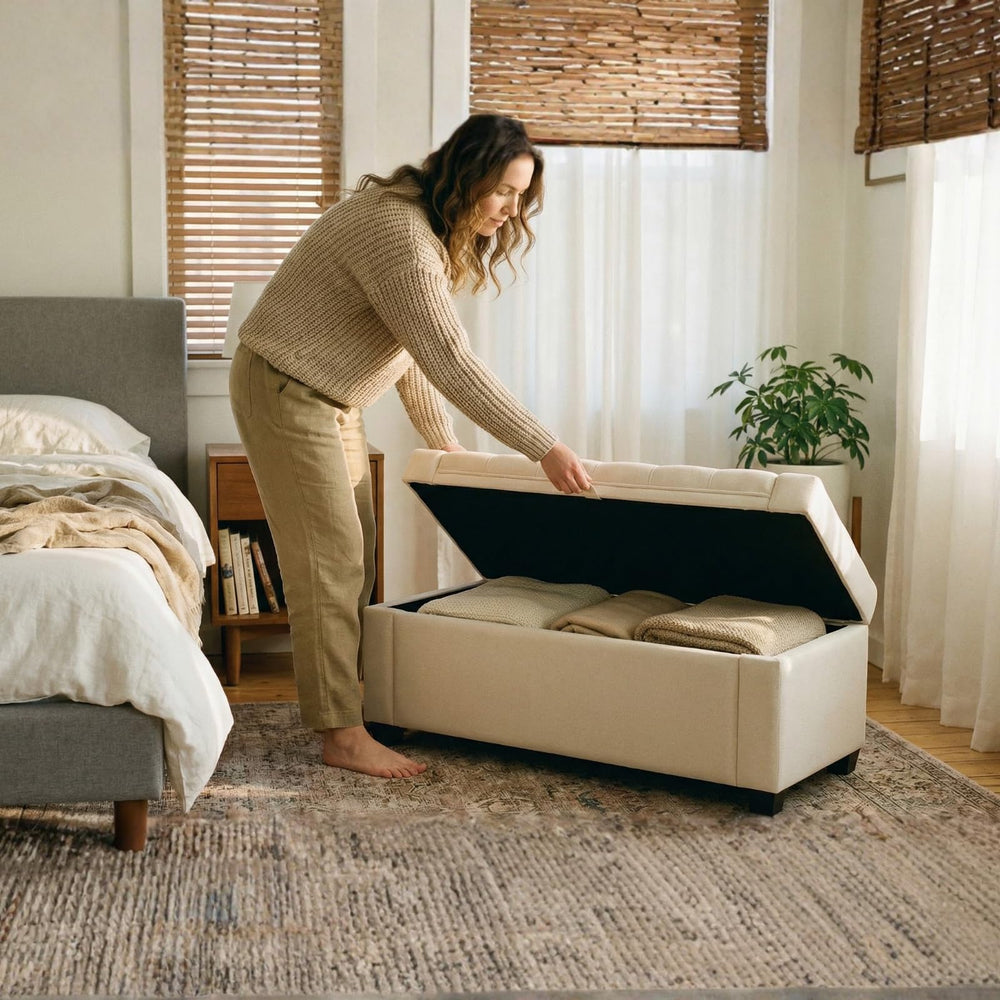 Storage Ottoman Bench with Hidden Storage