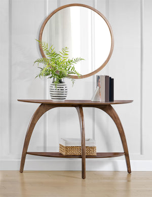 Half-Moon Console Sofa Table with Lower Shelf