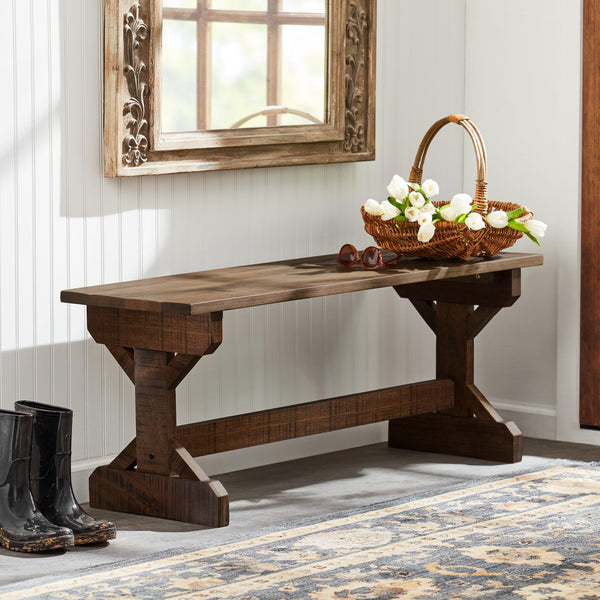 Meranti Wood Farmhouse Bench – Indoor & Outdoor Wooden Seat