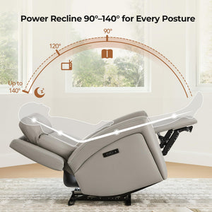 Super Zero-Gravity Power Recliner Chair with Genuine Leather & Dual Motors