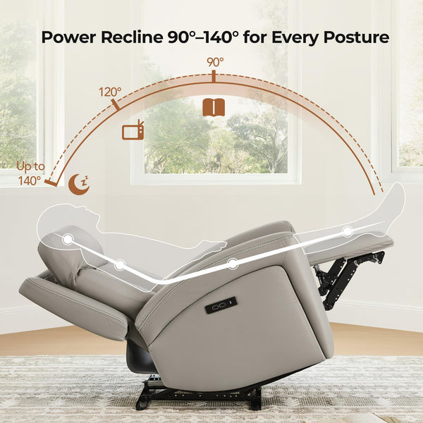 Super Zero-Gravity Power Recliner Chair with Genuine Leather & Dual Motors