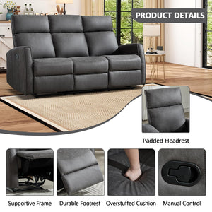 3-Seat Wall-Hugger Reclining Sofa – Grey Fabric