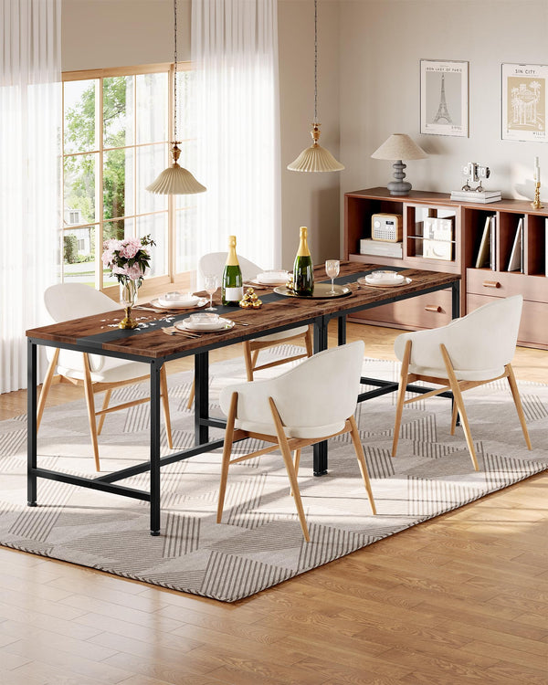 Rectangle Dining Table for 6 – Rustic Brown & Black