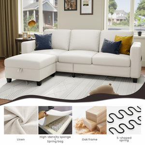 L-Shaped Sectional Sofa with Storage Ottoman