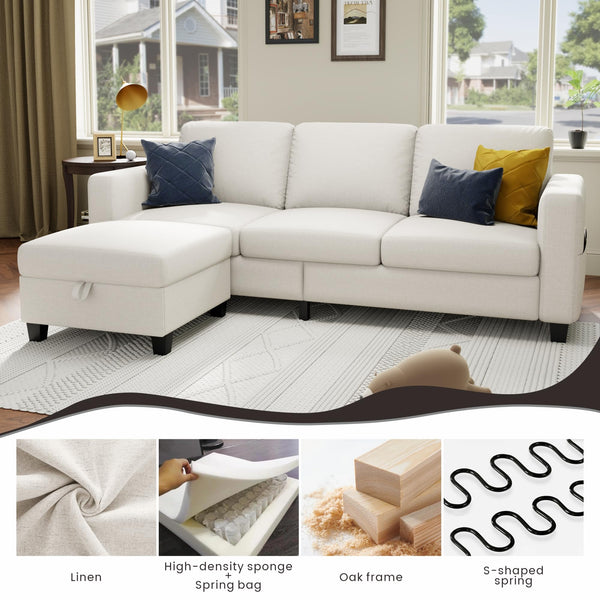 L-Shaped Sectional Sofa with Storage Ottoman
