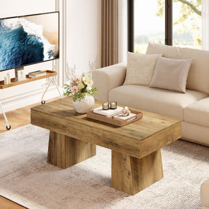 Farmhouse Coffee Table 47 Inch Wooden Rectangular