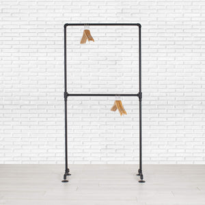 Industrial Pipe Double Rail Clothing Rack