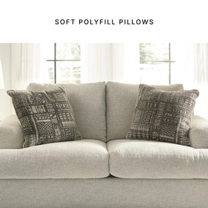 Contemporary Chenille Loveseat with Accent Pillows
