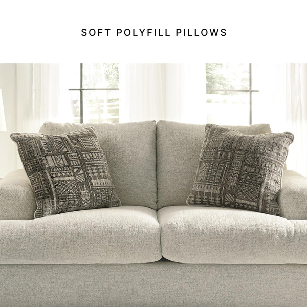 Contemporary Chenille Loveseat with Accent Pillows