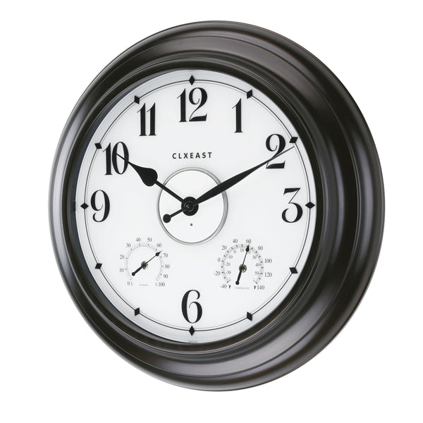 24 Inch Illuminated Outdoor Wall Clock with Temperature & Humidity Display