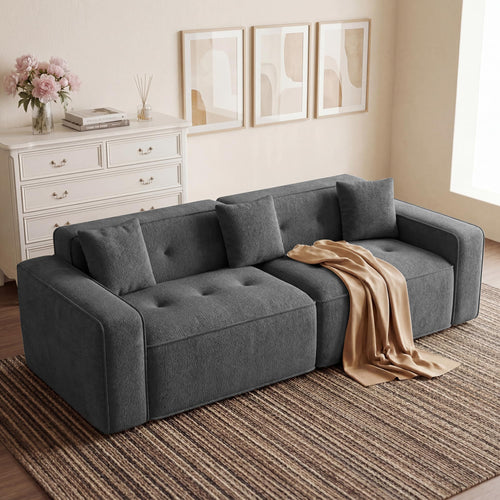 100" Cloud Boneless Loveseat – 2-Seater Chenille Foam Sofa