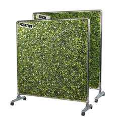 Freestanding Faux Hedge Privacy Screen Room Divider with Wheels – Boxwood Panels, Steel Frame