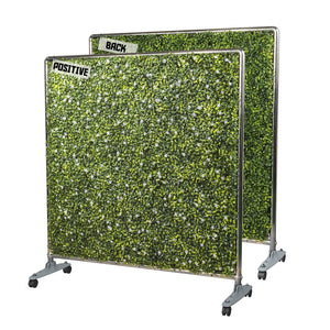 Freestanding Faux Hedge Privacy Screen Room Divider with Wheels – Boxwood Panels, Steel Frame