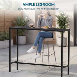 45-Inch Outdoor Bar Height Table – Carbon Steel Frame & Weatherproof HDPE Top