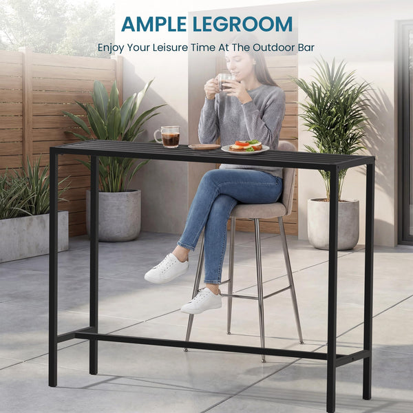 45-Inch Outdoor Bar Height Table – Carbon Steel Frame & Weatherproof HDPE Top