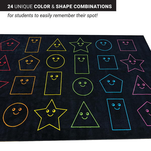Kids Classroom Rug – Smiley Face Nylon Area Rug, 7'8" x 12'