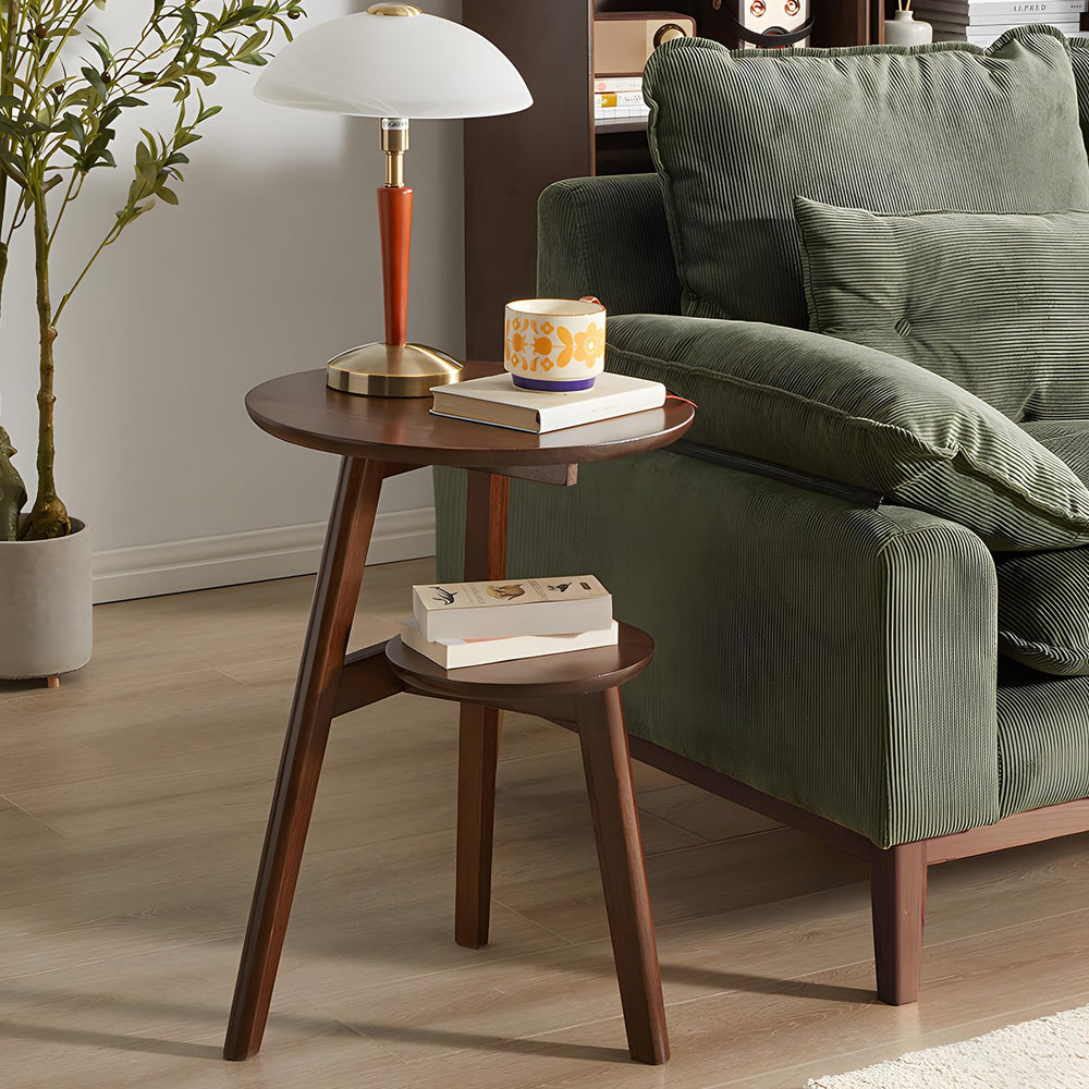 2-Tier Round End Table with Storage Shelf