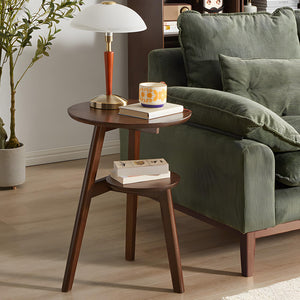2-Tier Round End Table with Storage Shelf
