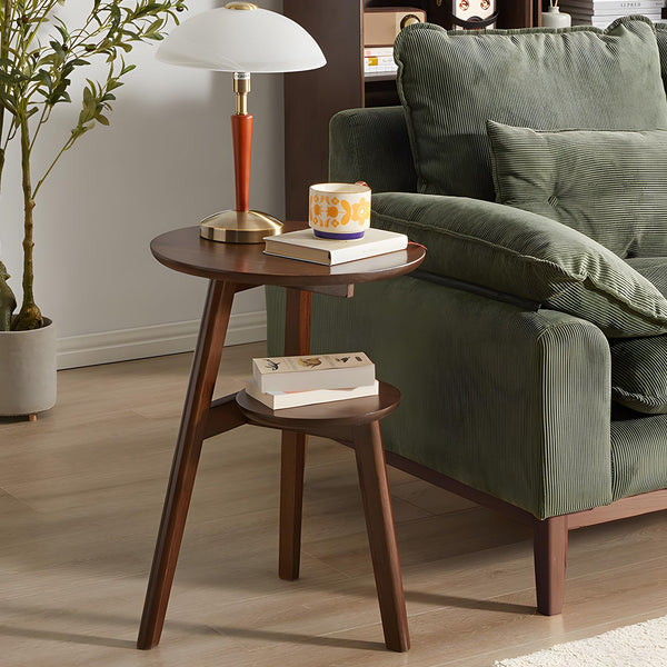 2-Tier Round End Table with Storage Shelf