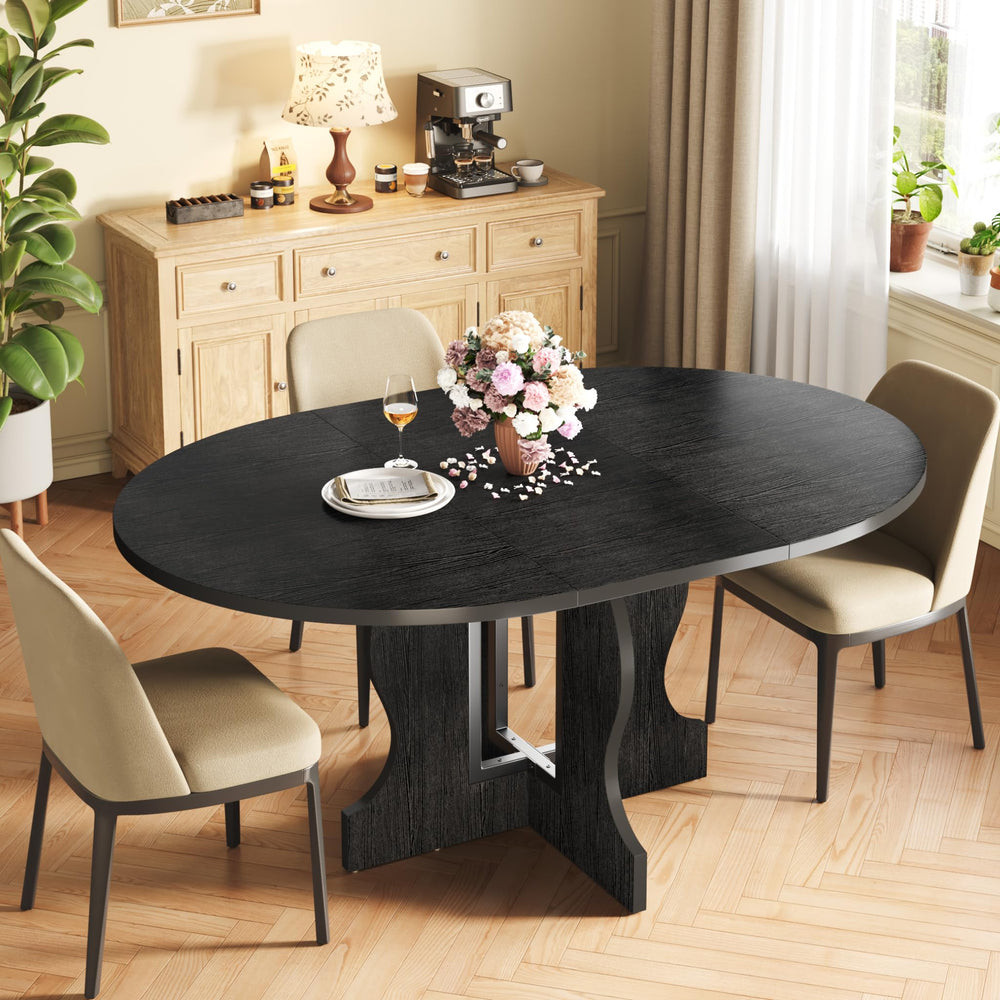 Extendable Round Dining Table for 4–8 | 43.3" to 59" Oval Kitchen Table