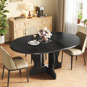 Extendable Round Dining Table for 4–8 | 43.3" to 59" Oval Kitchen Table
