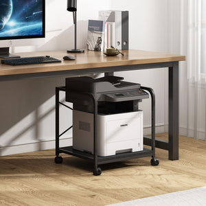 2-Tier Under Desk Printer Stand with Rolling Wheels