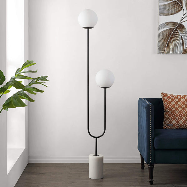 2-Light Globe Floor Lamp with Marble Base