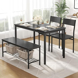 Dining Table Set for 4 with Bench – Kitchen Table & Chairs Set