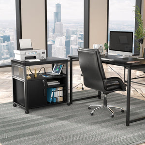 Lateral File Cabinet with Printer Stand & USB Charging