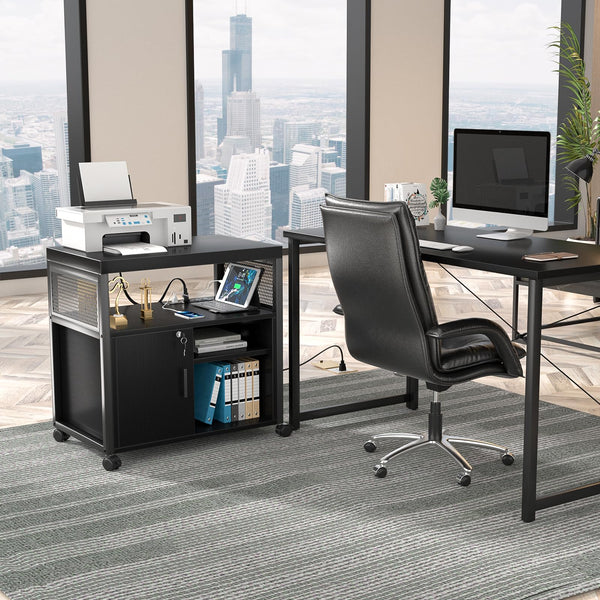 Lateral File Cabinet with Printer Stand & USB Charging