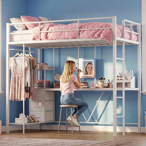 Twin Loft Bed with Desk, Vanity & Storage Drawers
